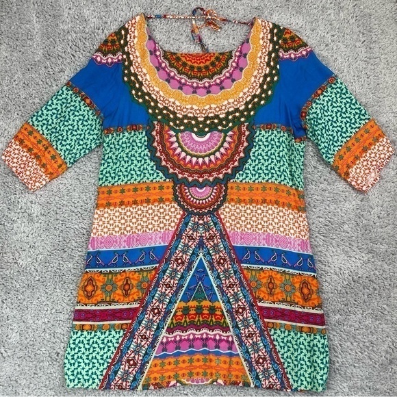 Laundry Top Womens Large Shelli Segal Medallion Swim Suit Cover Up Tunic BOHO - Picture 1 of 6